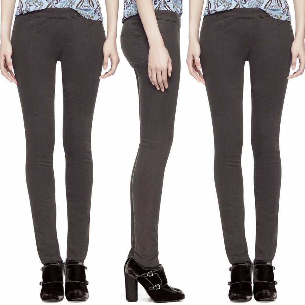 Tory Burch Piper Legging Size 27 Brown Cotton Blend Stretch Pants Leggings Zip